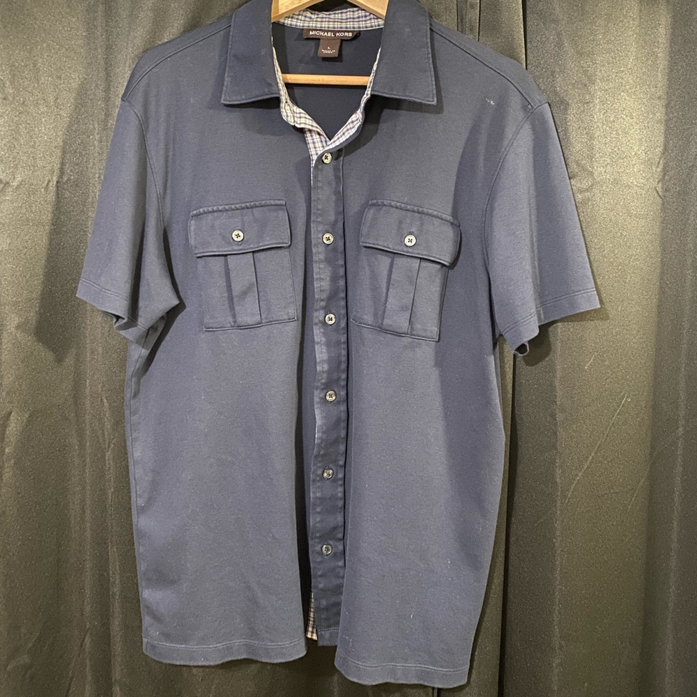 Michael Kors Men’s Large 100% Cotton Short Sleeve Button Down Shirt